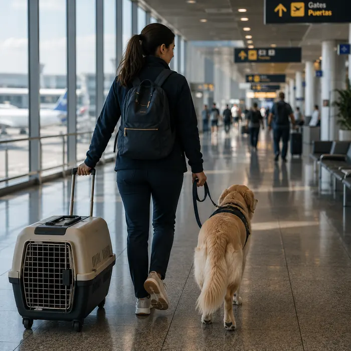 Accompanied pet travel through an airport
